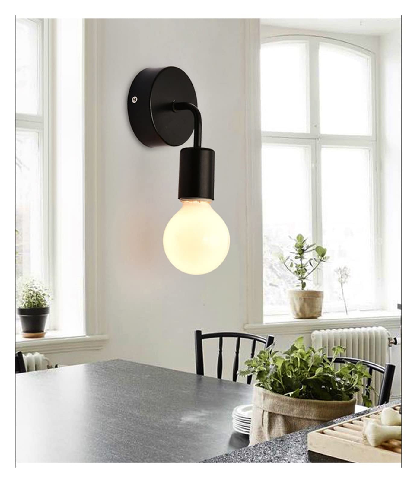 Lampada da Parete, Lampada a Parete, Lampadina E27 110 24 V BIVIA/Nera Compatible with PILEDING Light NORDICA NORDICA Camera della Camera ALIMENTO VINTAGI(Black,Warm White G80 LED)