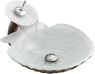 MOOWI Lavamanos de Baño Vidrio Templado Baño de baño Fregadero Forma de Concha sobre contratiempo Recipiente de baño Vanity Fregadero Lavado Arte Cuenco Lavabo (Color : B)