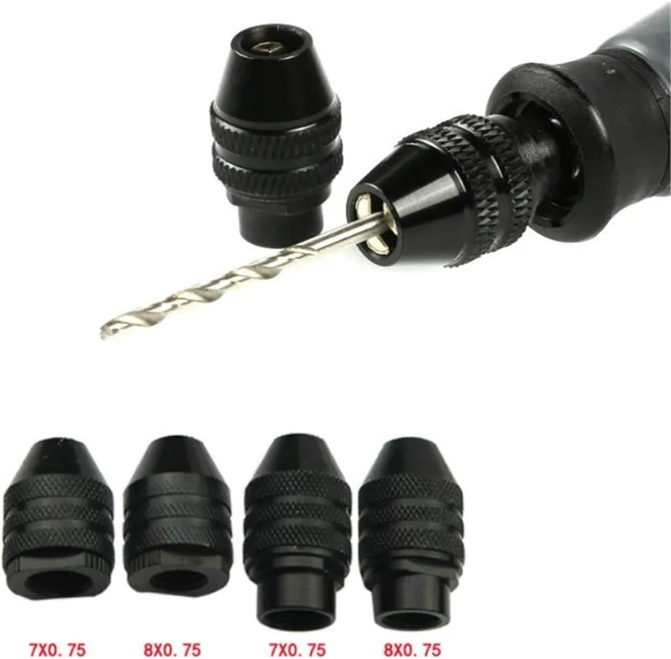 0.3-3.2mm Multi Drill Chuck Keyless Rotary Tools Keyless Drill Bit Chucks Adapter Converter Universal Mini Chuck(Long Model C)