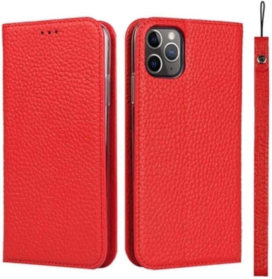 Étui portefeuille iPhone 13 Pro Max rouge idéal pour voyager léger avec sa dragonne