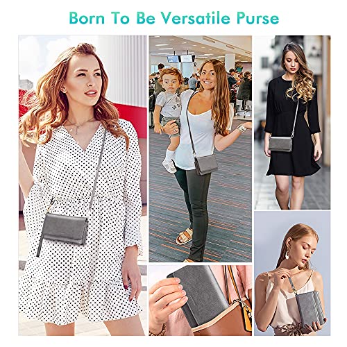 Image of nuoku Women Small Crossbody Bag Cellphone Purse Wallet with RFID Card Slots 2 Straps Wristlet
