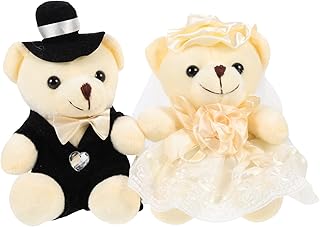 COLLBATH 2 Peças Boneca Urso De Casamento Mini Casal Ursos Ursos De Desenho Animado Ursos De Casamento Ornamento Mini Pelúcias Animais Bebê Mini Capina Boneca Decoração Boneca Decorativa