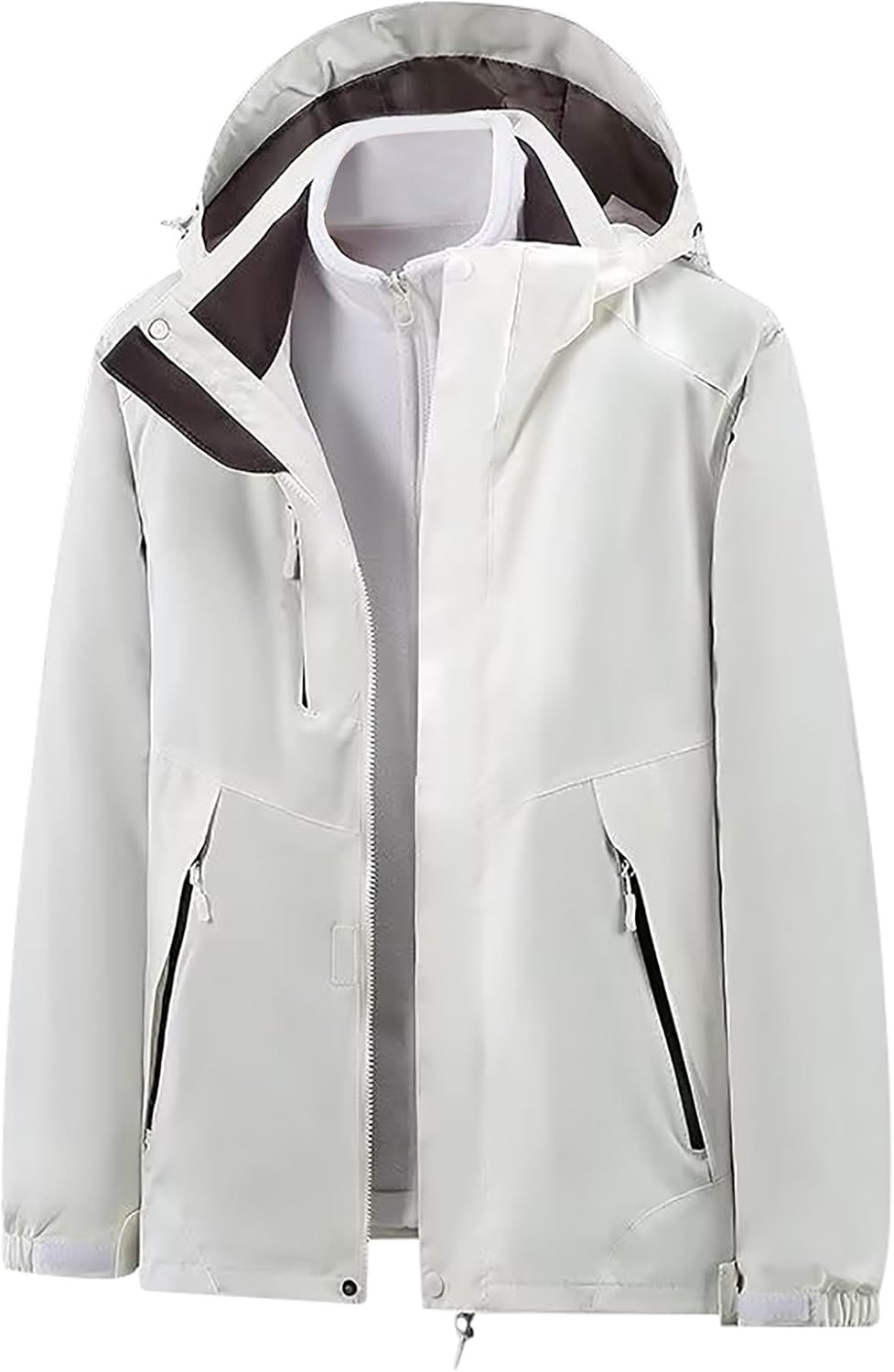 Women's Mountain Waterproof Ski Jacket Zip Button Up Windproof Rain Jacket 2023 Winter Thicken Warm Hooded Coat