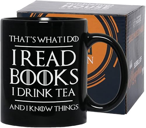 Book Lover - Taza de café de 11 onzas, color negro, para leer libros, beber té, lector de lectura, amante del té, sé cosas adicto a los libros,