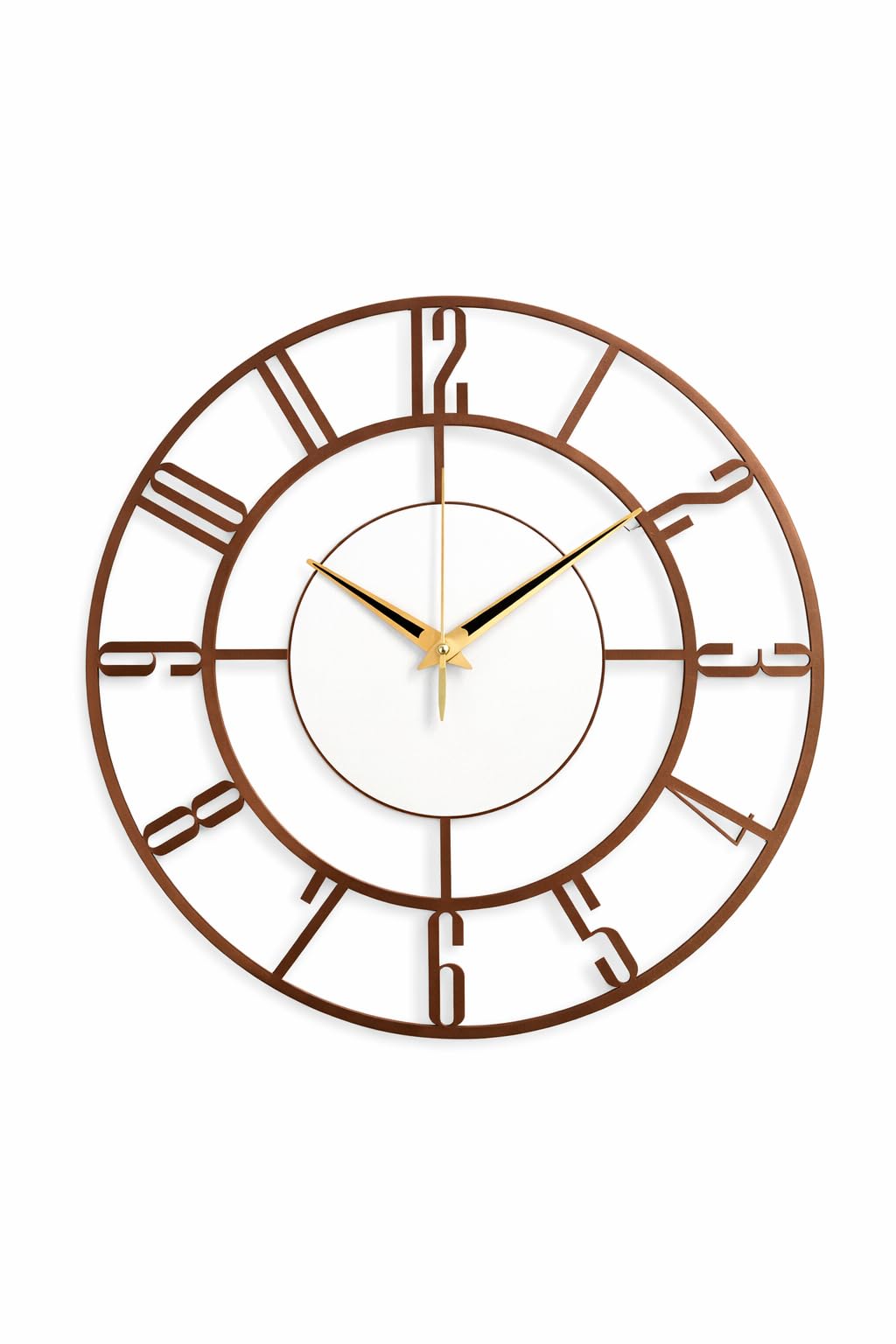 Metal Analog Wall Clock | Brown Decorative Art Sculpture for Home, Office, Living Room, Bedroom, Restaurant & Café (18 Inch Copper)-image-32