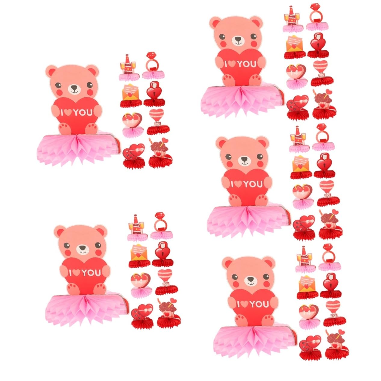5 Sätze Wabenpapier Zum Valentinstag Hochzeitsdeko Wedding Decoration Party Dekoration Hausdeko Abgestuft Randbereich Valentine Wabenpapierverzierungen Papierhandwerk 9 Stück * 5 Warmhm