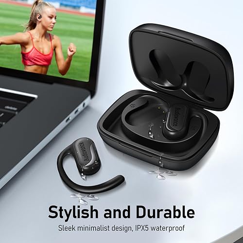 Miniatura 9 de OpenComfy CF301 Auriculares para correr de próxima generación, auriculares inalámbricos Bluetooth abiertos para entrenamiento deportivo en gimnasio,