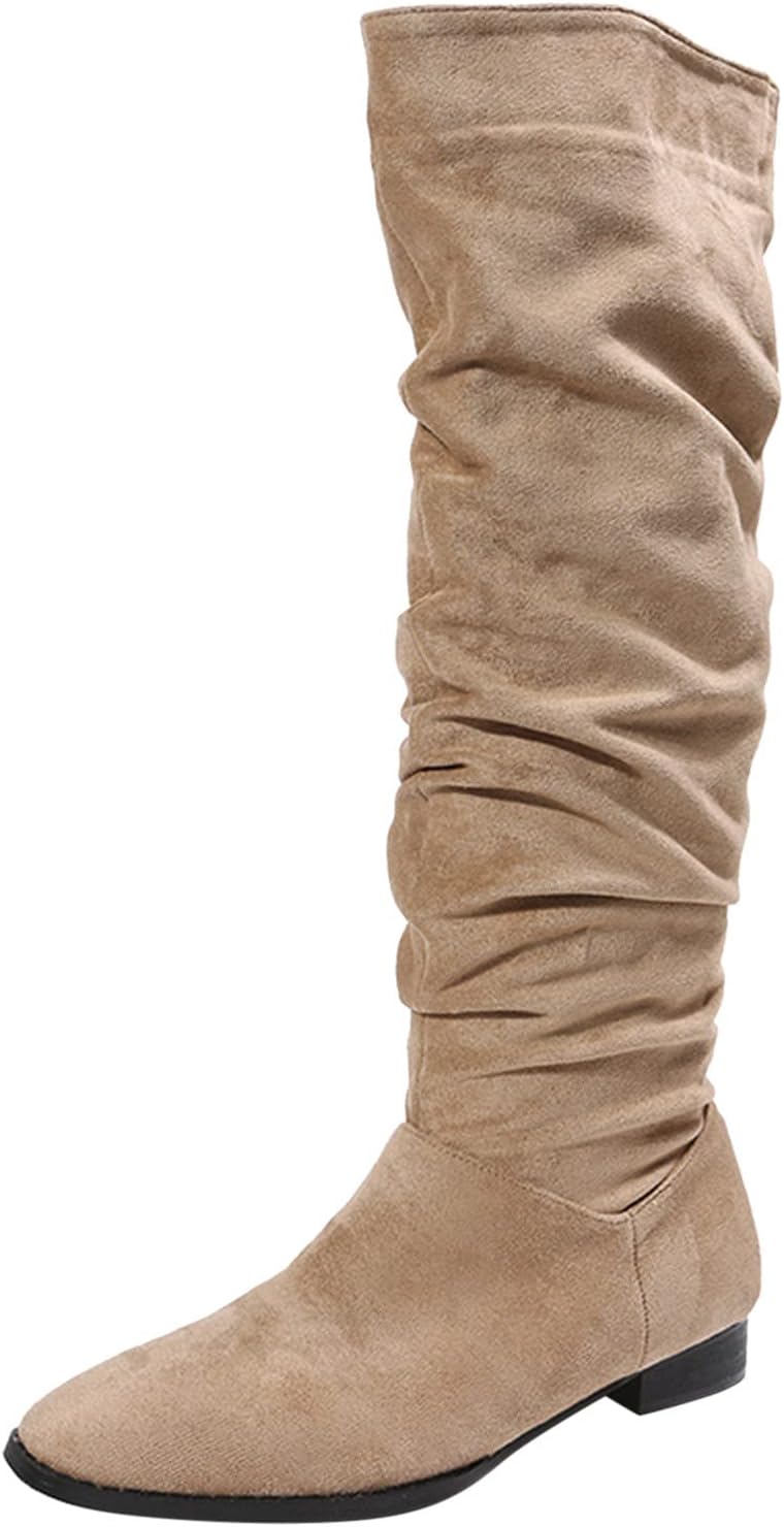 Knee High Boots for Women UK - Waterproof Combat Style Pull on, Platform Heel, Wide Fitting Comfortable for Walking in Winter, Outdoor Activities