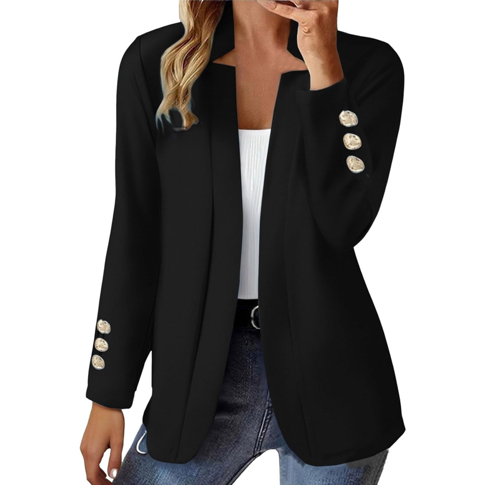 Fall Coats Casual Blazers for Women Plus Size Lightweight Long Sleeve Open Front Jackets Business Office Work Suits