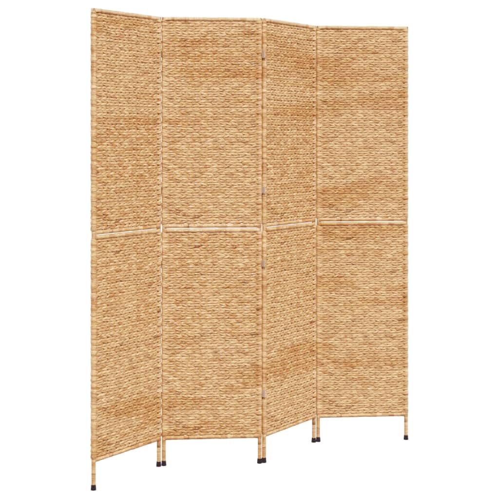 Paravento in giacinto d'acqua e metallo, 163 x 180 cm, pieghevole, con effetto intrecciato, autoportante, come divisorio e protezione dagli sguardi indiscreti, per soggiorno, camera da letto