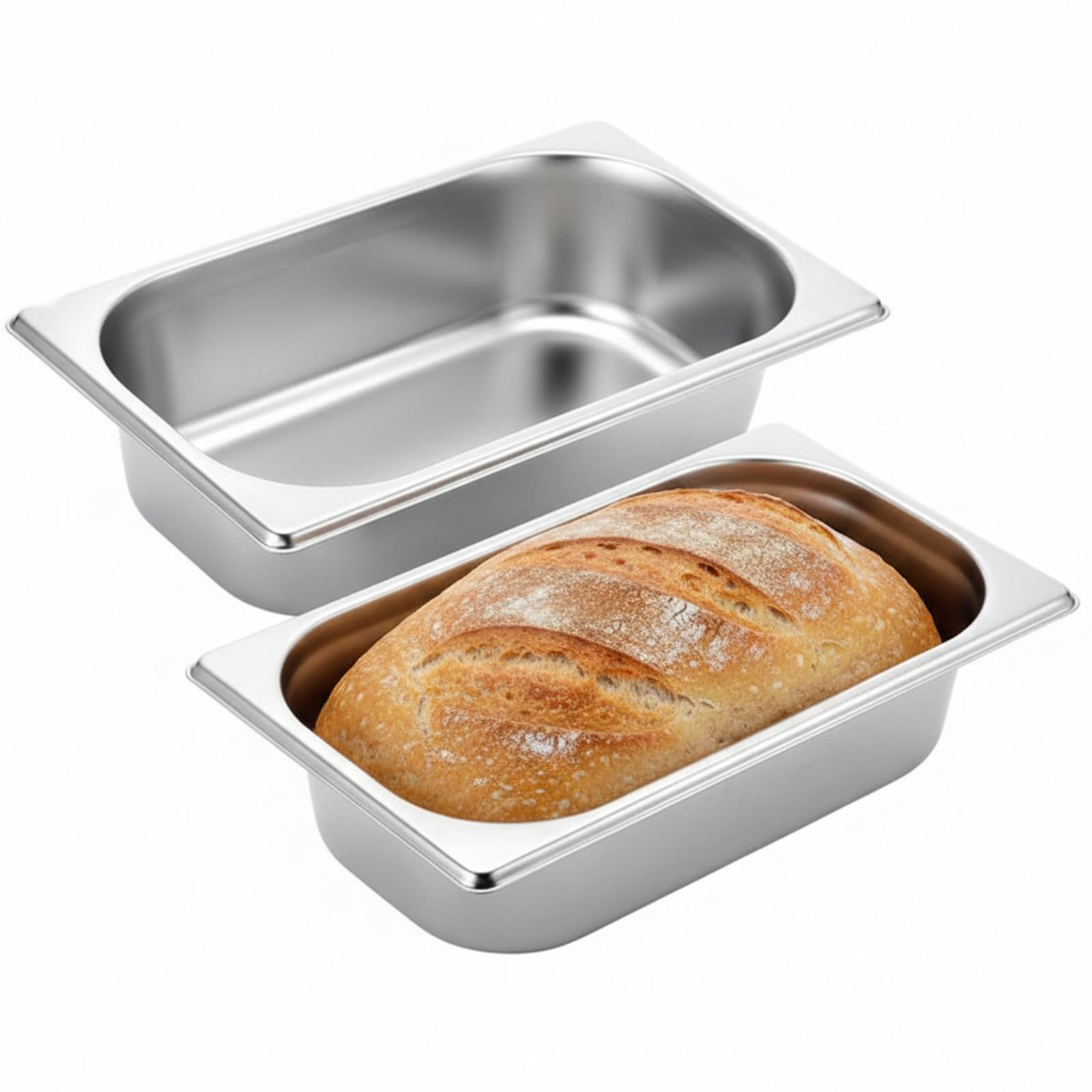 Funnymoom 2 moldes rectangulares de acero inoxidable para hornear, para pasteles de pescado, pan, cacerolas, verduras, apto para lavavajillas (clásico, 9.5 x 5 x 2.56 pulgadas)
