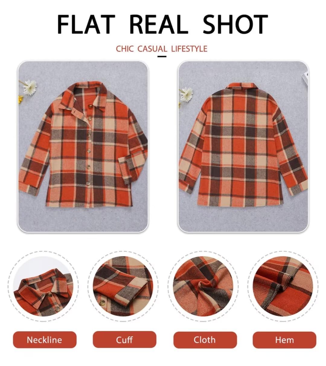 ZOLUCKY Womens Shackets Jacket Plus Size Long Sleeve Button Down Shirts Blouses Tops