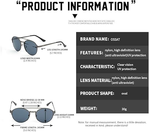 Miniatura 7 de OSSAT Gafas de sol ovaladas con marco de metal Lente espejada clásica neutral
