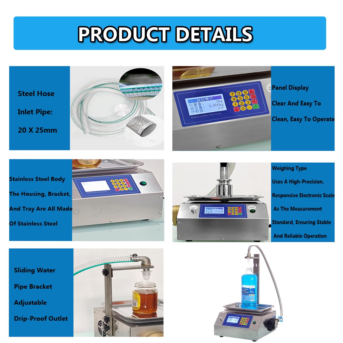 Riempitrice automatica con pesatura per liquidi - Alta portata per olio, detersivo, shampoo, yogurt, bevande, colla