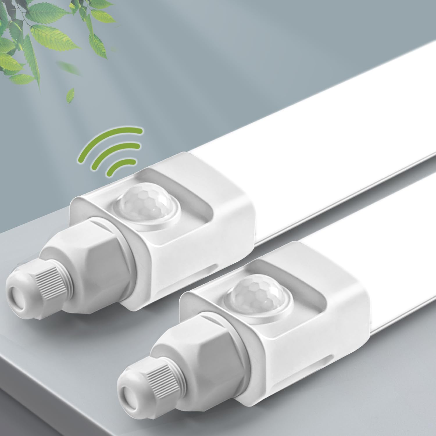 buling 2er Feuchtraumleuchte LED mit Bewegungsmelder, 150CM 45W 4500LM 4000K Neutralweiß LED Wannenleuchte,Verknüpfbar Kellerleuchte Werkstattlampe Wasserfest IP65 für Garage Balkon Keller Flur Treppe