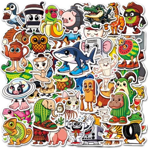 Eclazul Italian Brainrot Funny Stickers - 50 Pcs Cute Animals Meme Gifts