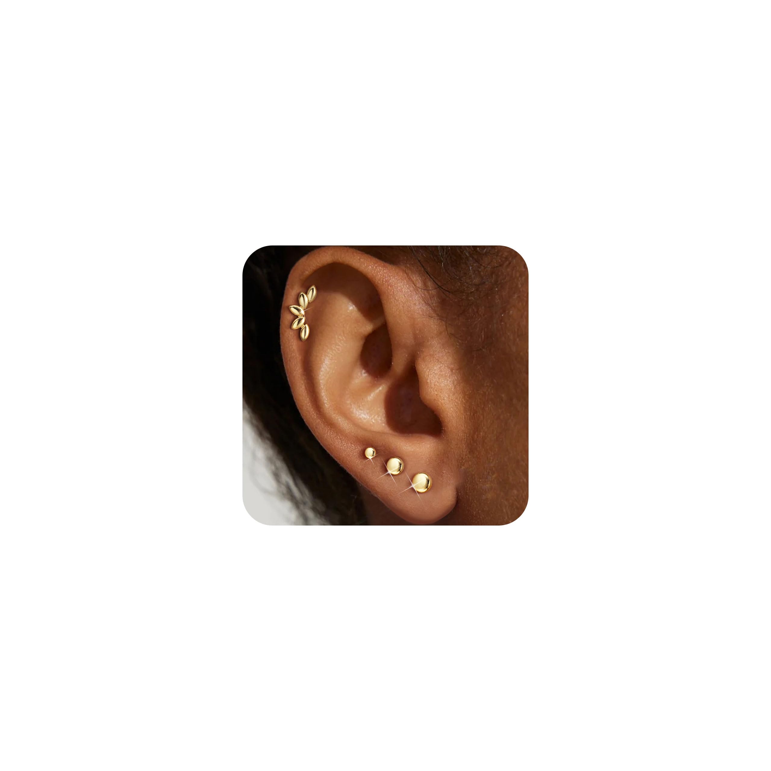 Roheafer Ohrringe Set - 3-4 Paare 925 Sterling Silber Ohrrin