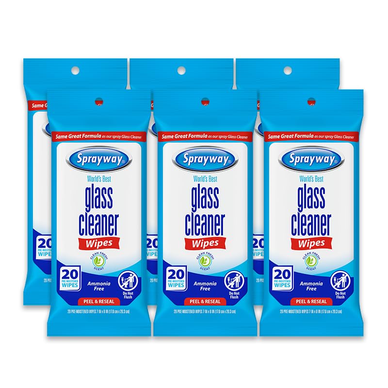 Sprayway Glass Cleaner Wipes, 20ct, Pack of...