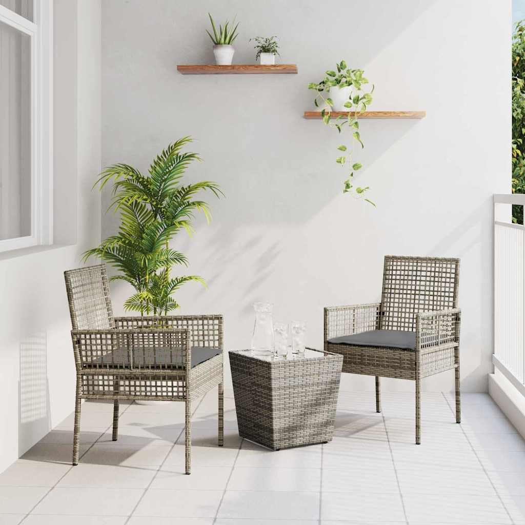 Ensemble bistro jardin rotin 3 pièces table verre