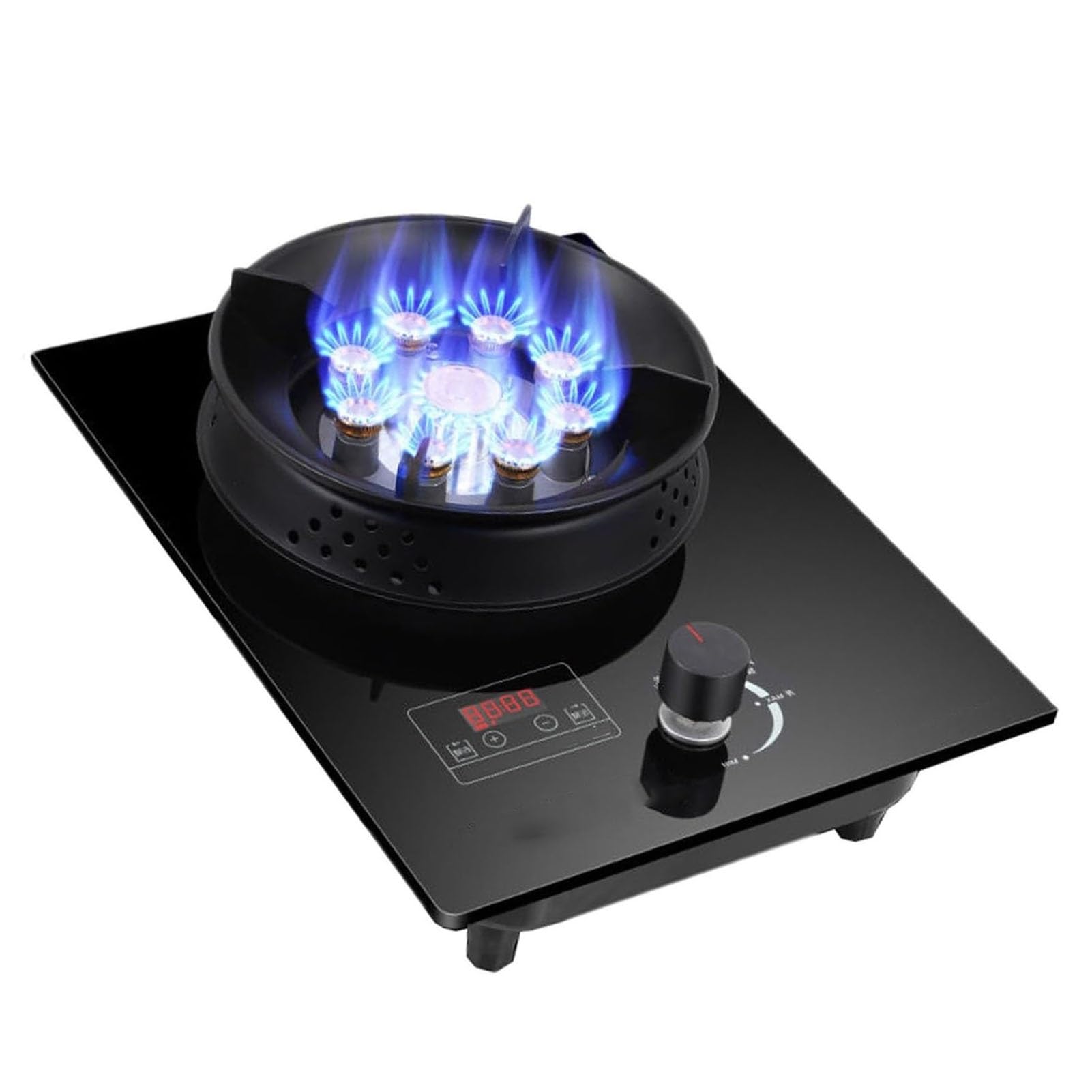 1 Burner Gas Cooktop Top - 5.2KW Tempered Glass Panel Stove Hob, Fire Level Adjust, Aidental Flameout Protection Device, for RV, Apartments, Outdoor(NG) (LPG)