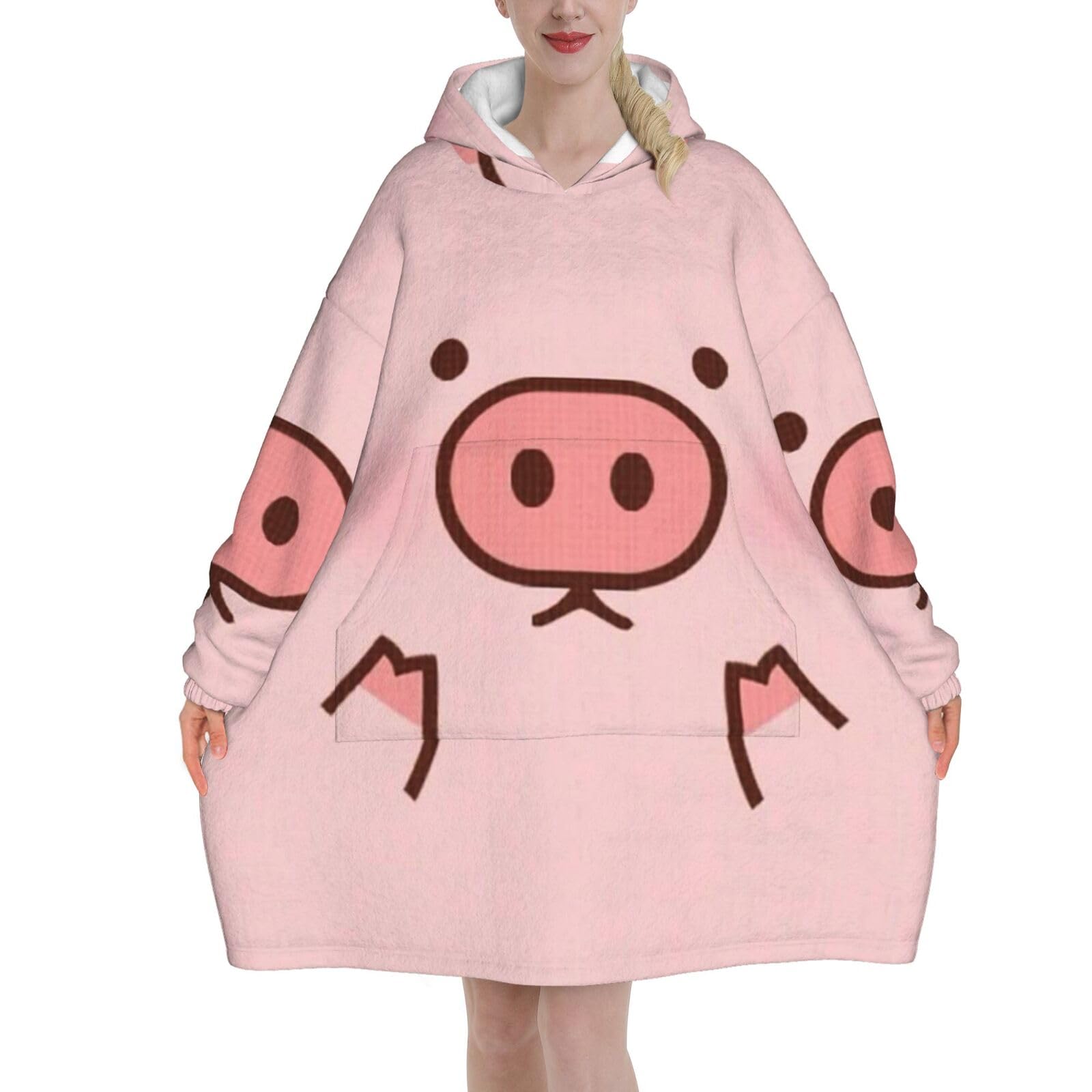 Cute Pig Blanket Hoodie - The Oversized Hoodie Sweatshirt Blanket - Soft, Comfortable, Flannel And Warm Hoodie Blanket For Every Occasion