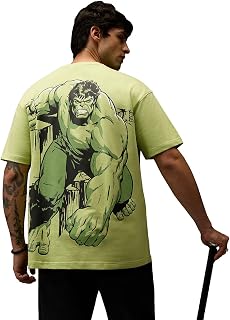 The Souled Store Men's Cotton Oversized Fit Official Hulk: The Incredible Oversized T-Shirts Price In India