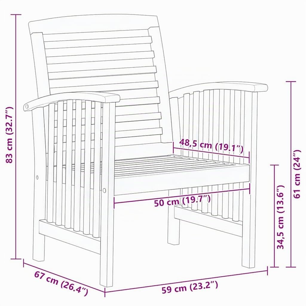 vidaXL 2X Madera Maciza de Acacia Sillas de Jardín Asiento Mobiliario Muebles Cocina Hogar Restaurante Comedor Exterior con Respaldo