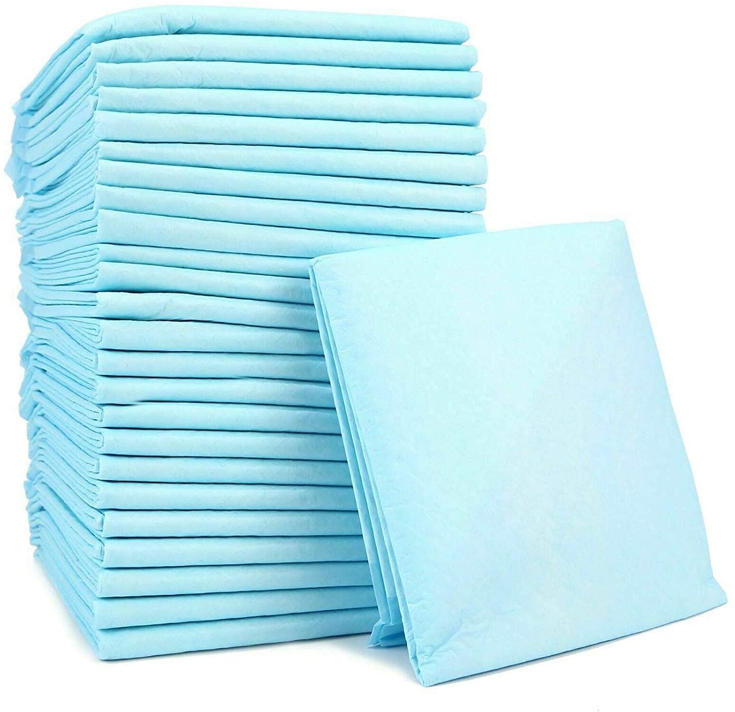 Gadgetcking Blue 50 Large Puppy Pads + 2 In 1 Training Whistle Clicker Pet Trainer Set Toilet Dog Mats Pee Wee Potty Absorbent Quick Dry, Odor Elimination Incontinence Frequency