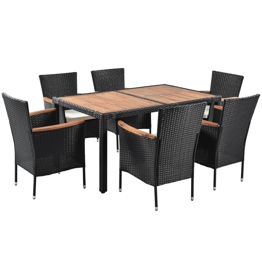 Buy Panana Rattan Garden Furniture Set 6 Seater Dining Table and Padded