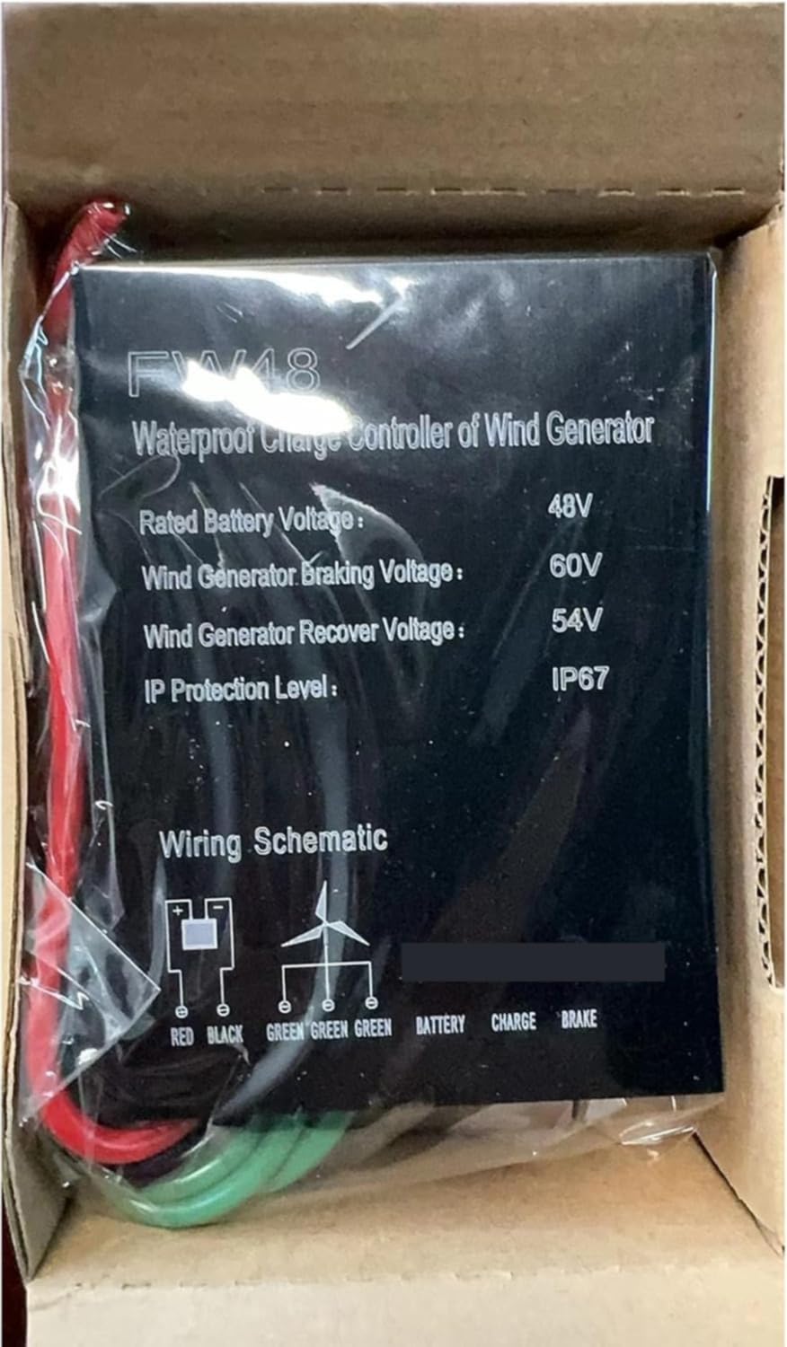 Regulator ładowania akumulatora do generatora turbiny wiatrowej 20 000 W, wodoodporny, 12 V/24 V/48 V DC (czarny)