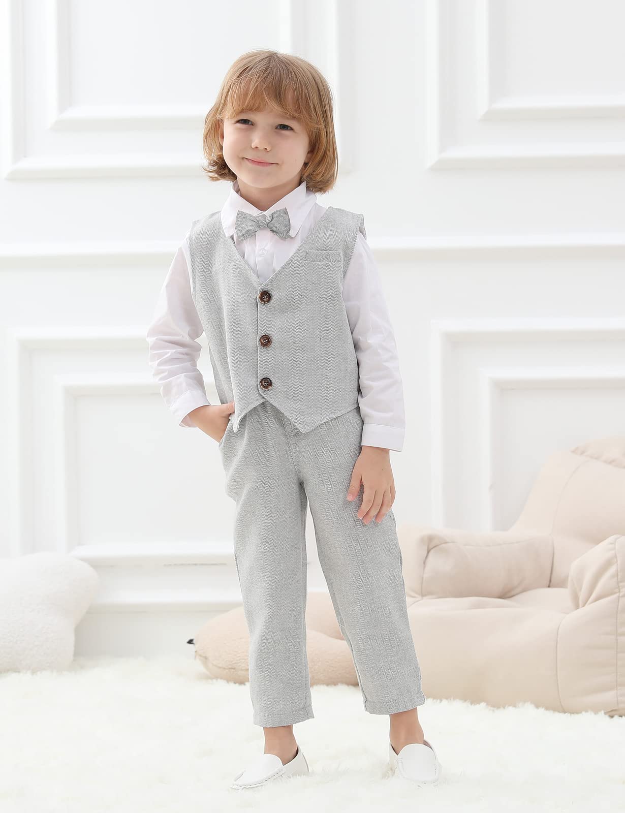 mintgreen Baby Boys Abiti da Sposa, Neonato 3pcs Battesimo Outfit Gentleman Maniche Lunghe Vestiti Set Camicia + Gilet + Pantaloni, 1-4 Anni