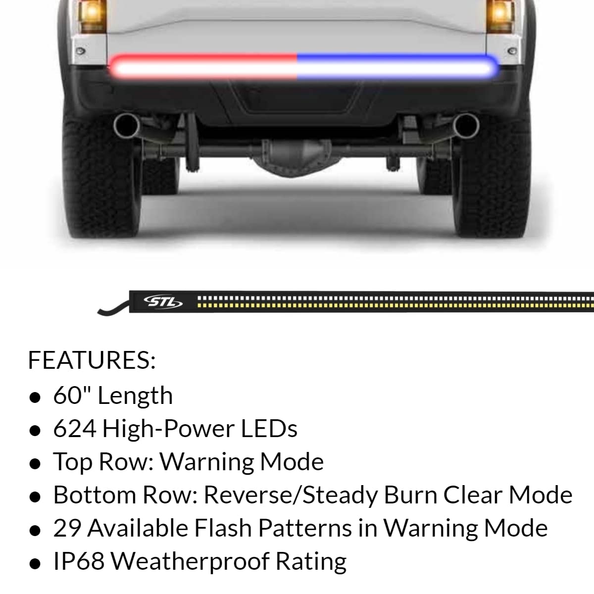Buy SpeedTech Lights DualRow LED Truck Tailgate Warning Light Bar w