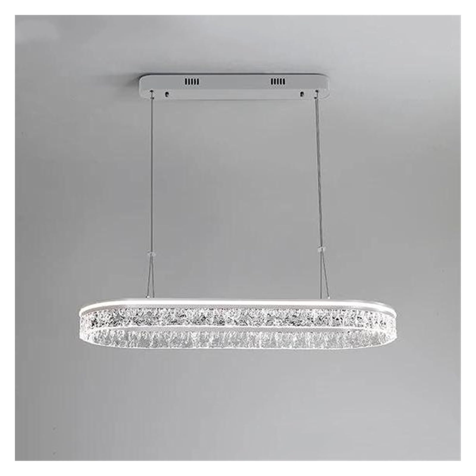 ASerZenith Modern Chandelier Minimalist Long Strip Restaurant Pendant Lamp Cafe Dining Table Led Fixtures Transparent Indoor Lighting,Hanging Light,White-Dimmable With Remote