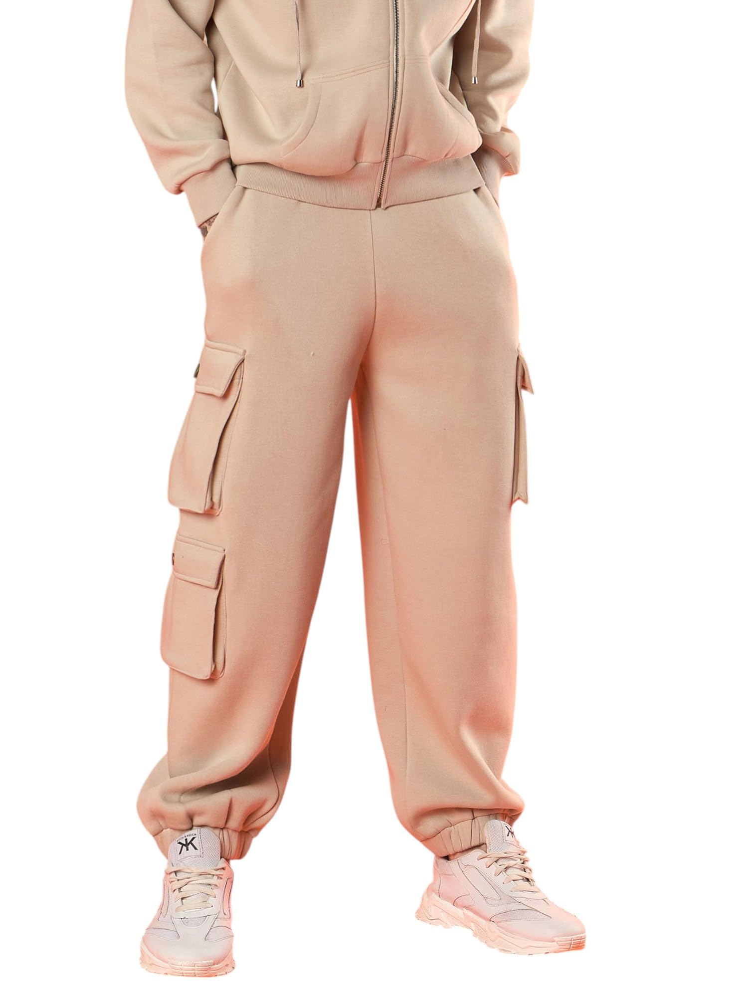 SASSAFRAS Taupe Utility Pockets Oversized Joggers in neutral