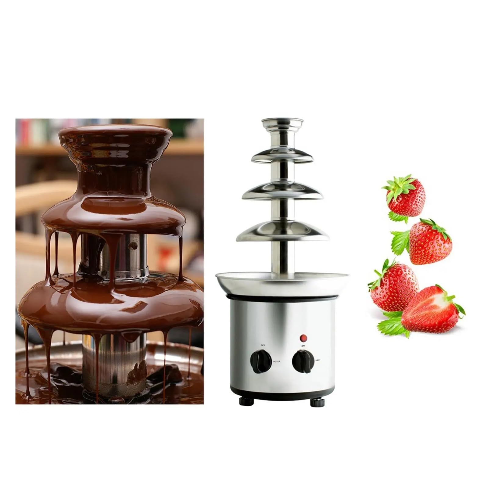 Fontanna czekoladowa ze stali nierdzewnej 4-warstwowa maszyna do topienia czekolady z podgrzewaniem Fondue DIY wodospad na imprezę Powszechne Zastosowanie
