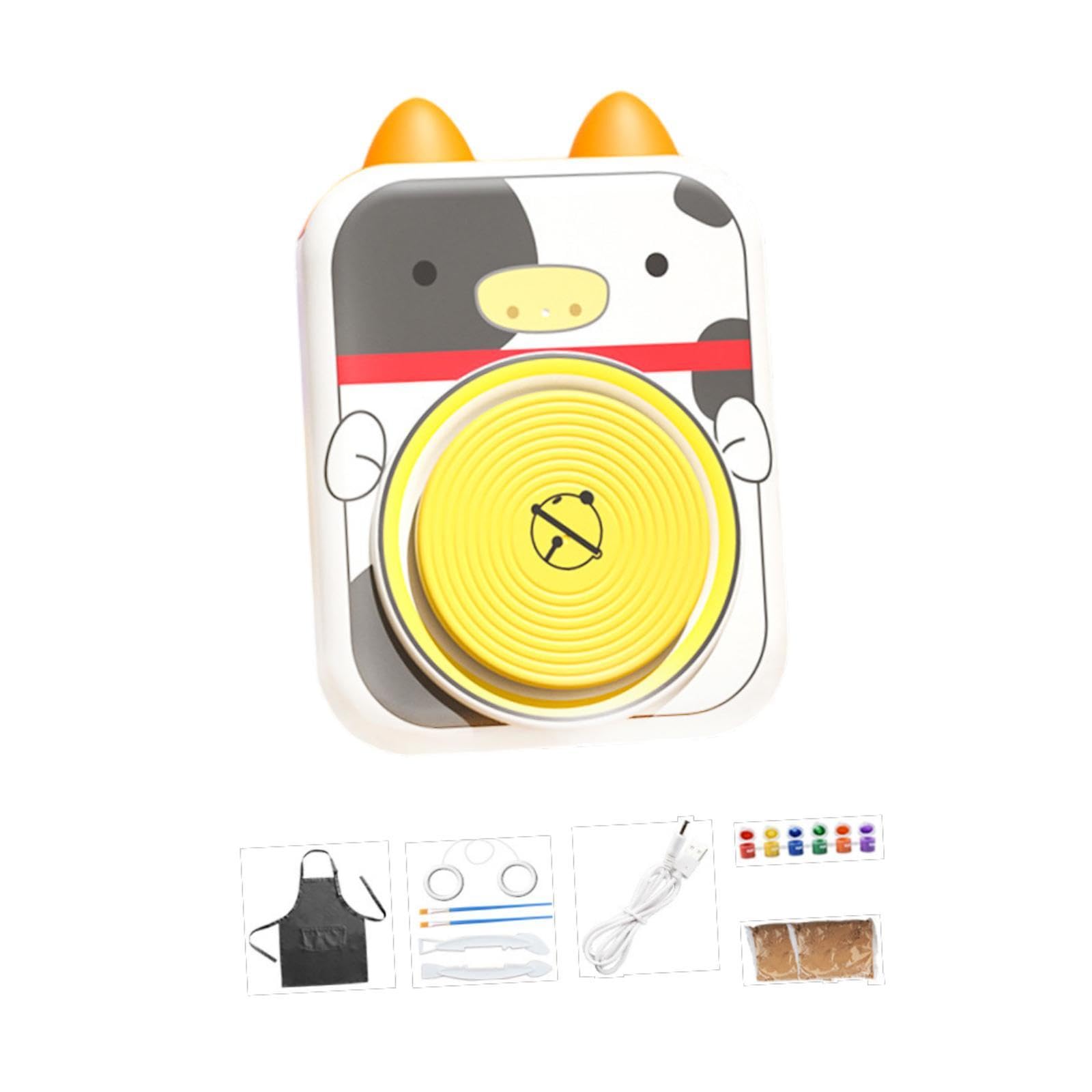Elektrisches Töpferscheiben Set für Kinder, DIY Töpferset, Porzellanmaschine in Tierform, Kuh