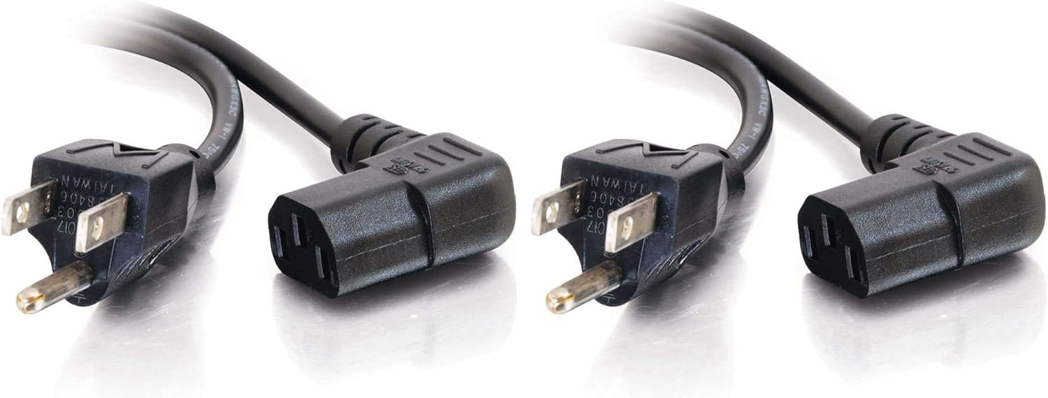 Legrand C2G Universal 90 Degree Right Angle Power Cord - 10 Foot Black, 2 Pack
