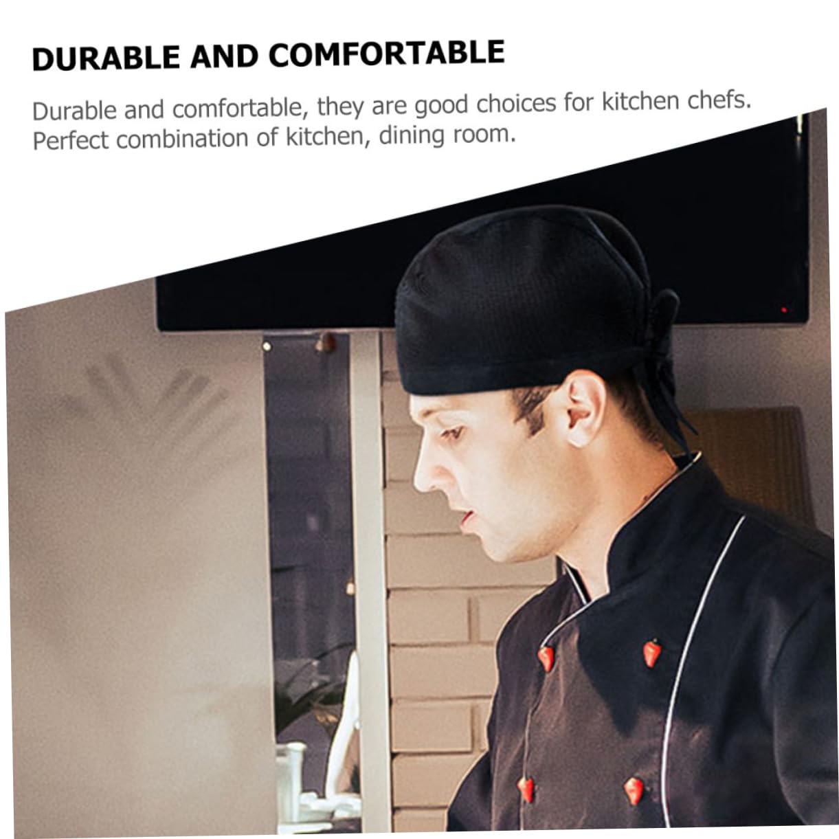 Gorros de Chef Unisex Ajustables Tiras Estilo Japonés Algodón Cómodo Cocineros Profesionales Restaurante 8 Piezas Negro para Cocina Laboral