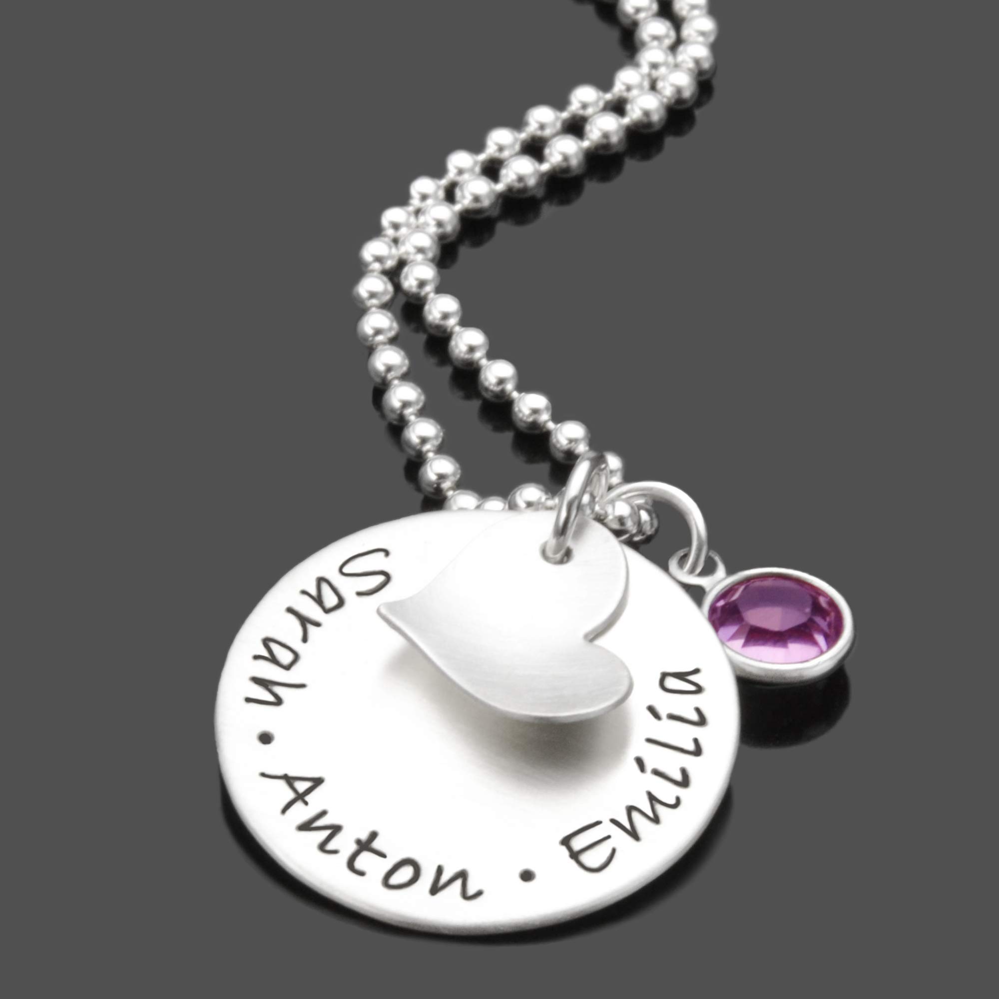 Kette Namen personalisiert Silber MY LOVED ONES crystal 925 Silberkette mit Namensgravur Familienkette