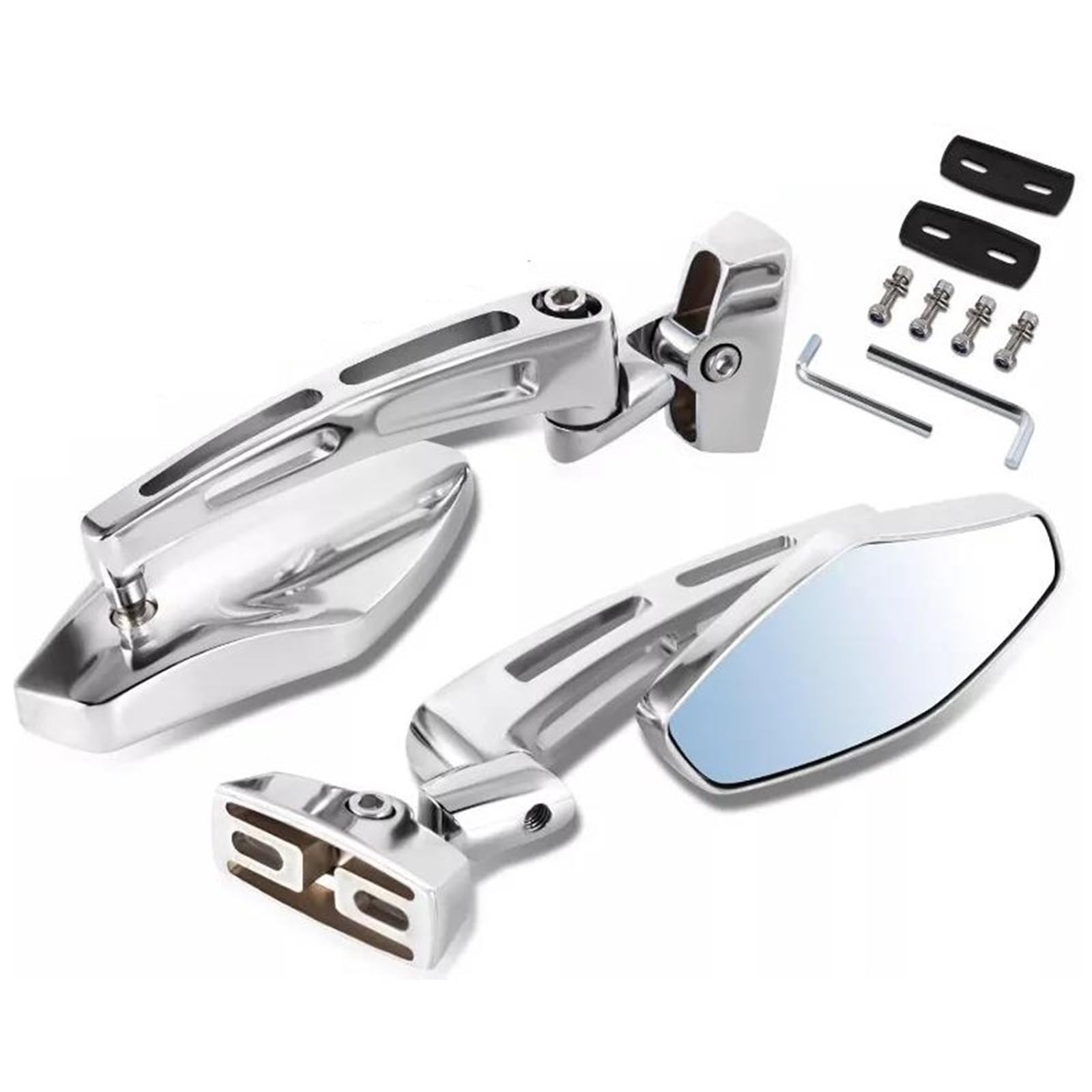 Espejo de manillar de carreras con máxima estabilidad para motos deportivas YZF R1 R6 y FZ1 plata