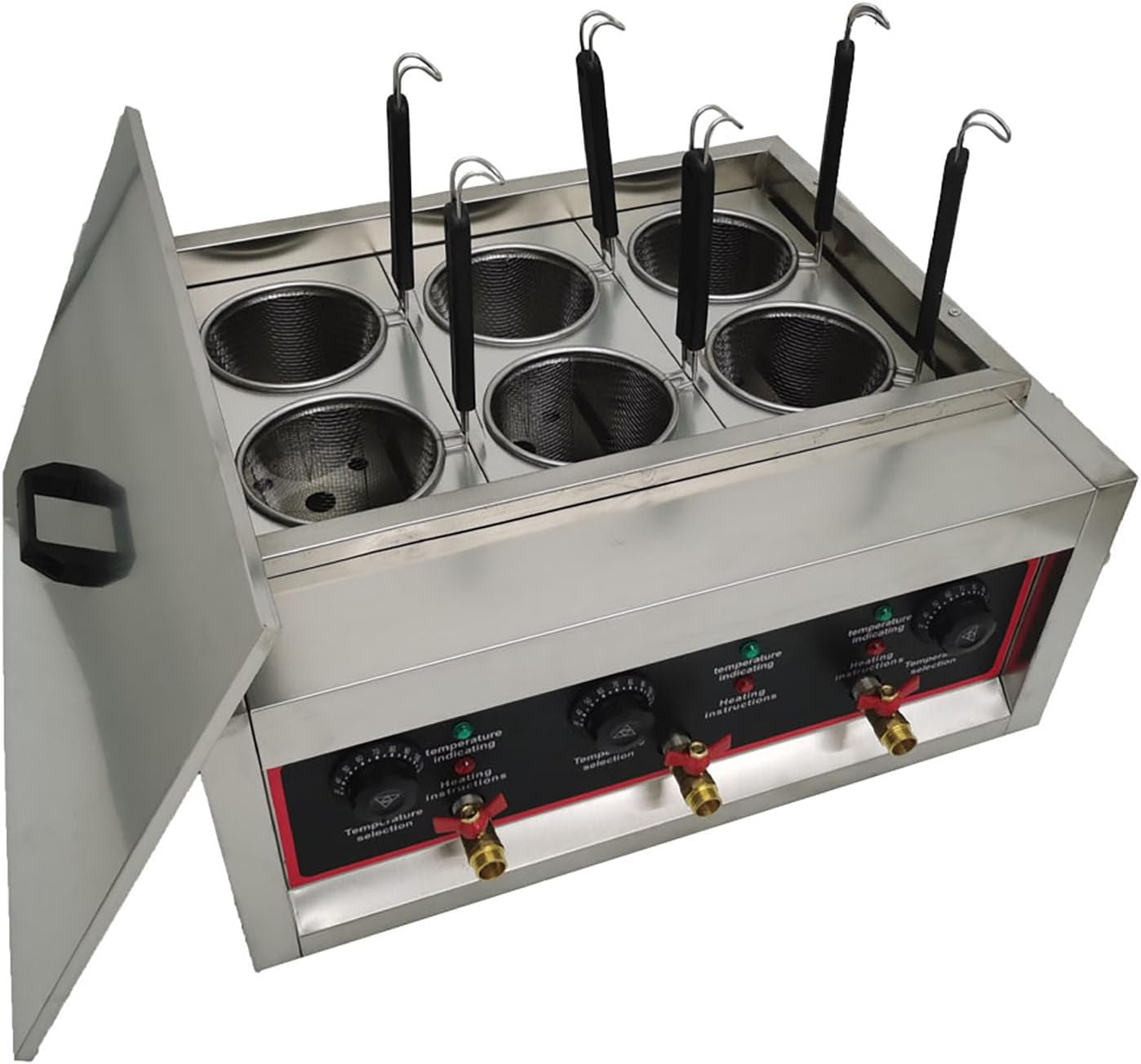 220V 6000W 6 Holes Noodles Cooker Machine Commercial Electric Pasta Cooker Pasta Cooking Tool with 6 Noodle Filter NO Plug