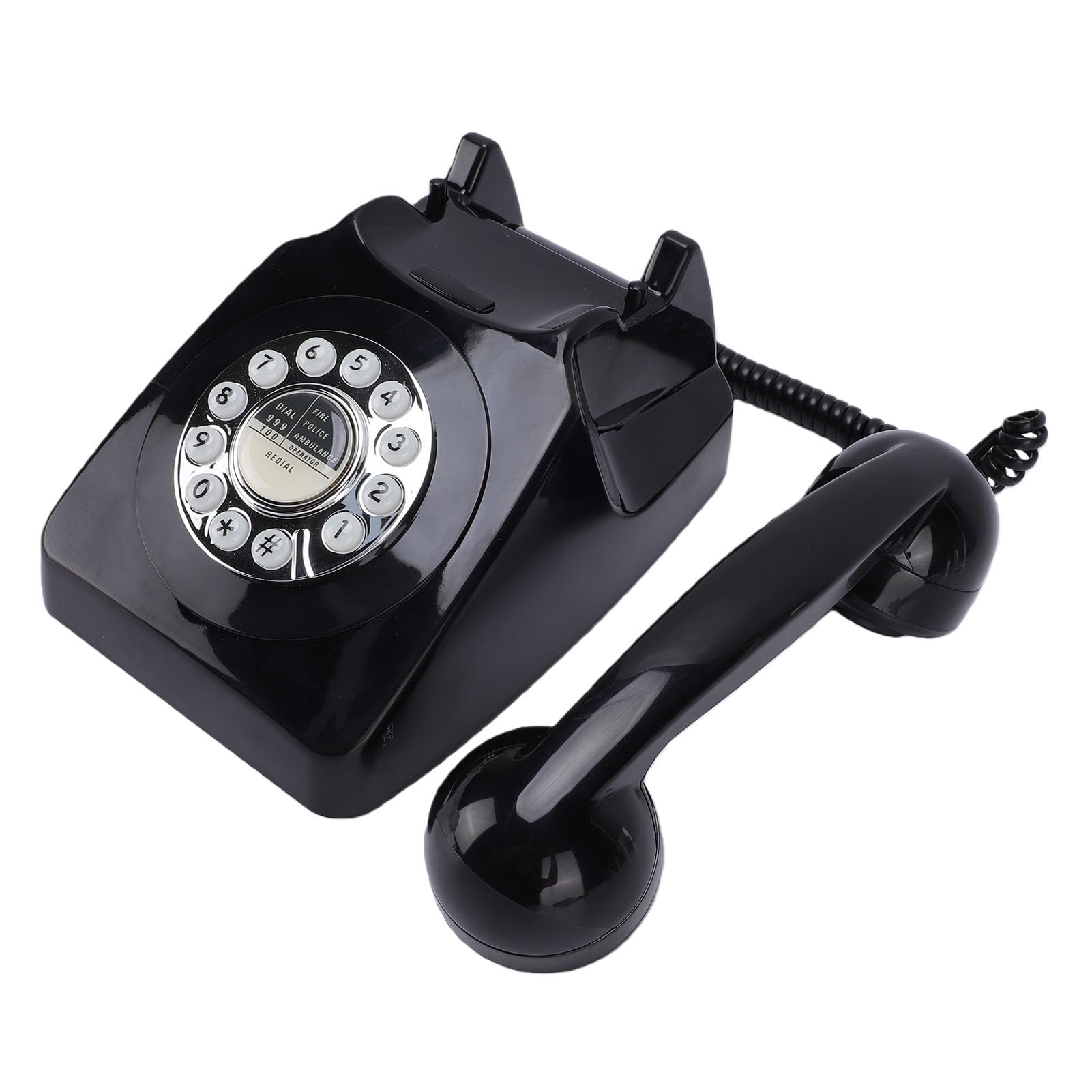 Telefono fisso con cavo, retrò vintage, per la casa, pulsanti di chiamata per sicurezza contro le interruzioni di energia di emergenza, opzione regalo ideale per gli appassionati di retrò (nero
