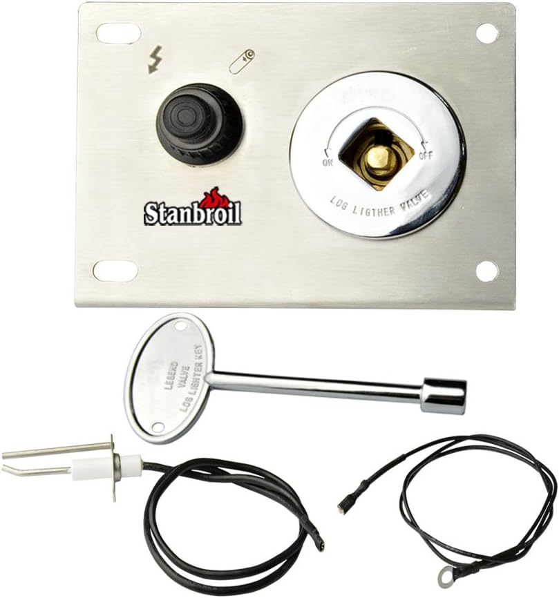 Stanbroil Fire Pit Gas Burner Spark Ignition Kit - Including Push Button Igniter Gas Shut-Off Valve with Key