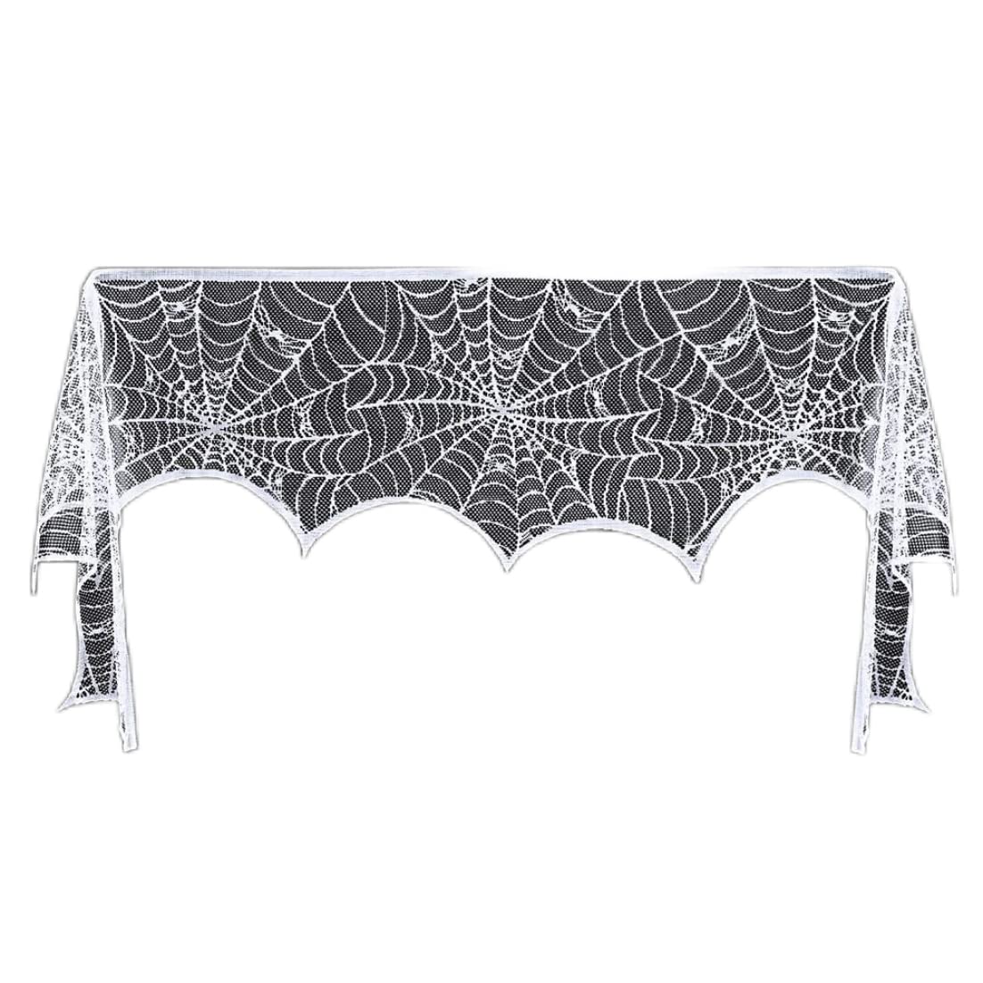 KUYYFDS Halloween Spiderweb,Spiderweb Table Runner White Lace Spiderweb Fireplace Mantle Scarf Cover for Halloween Decor Festive Party Supplies,18 X