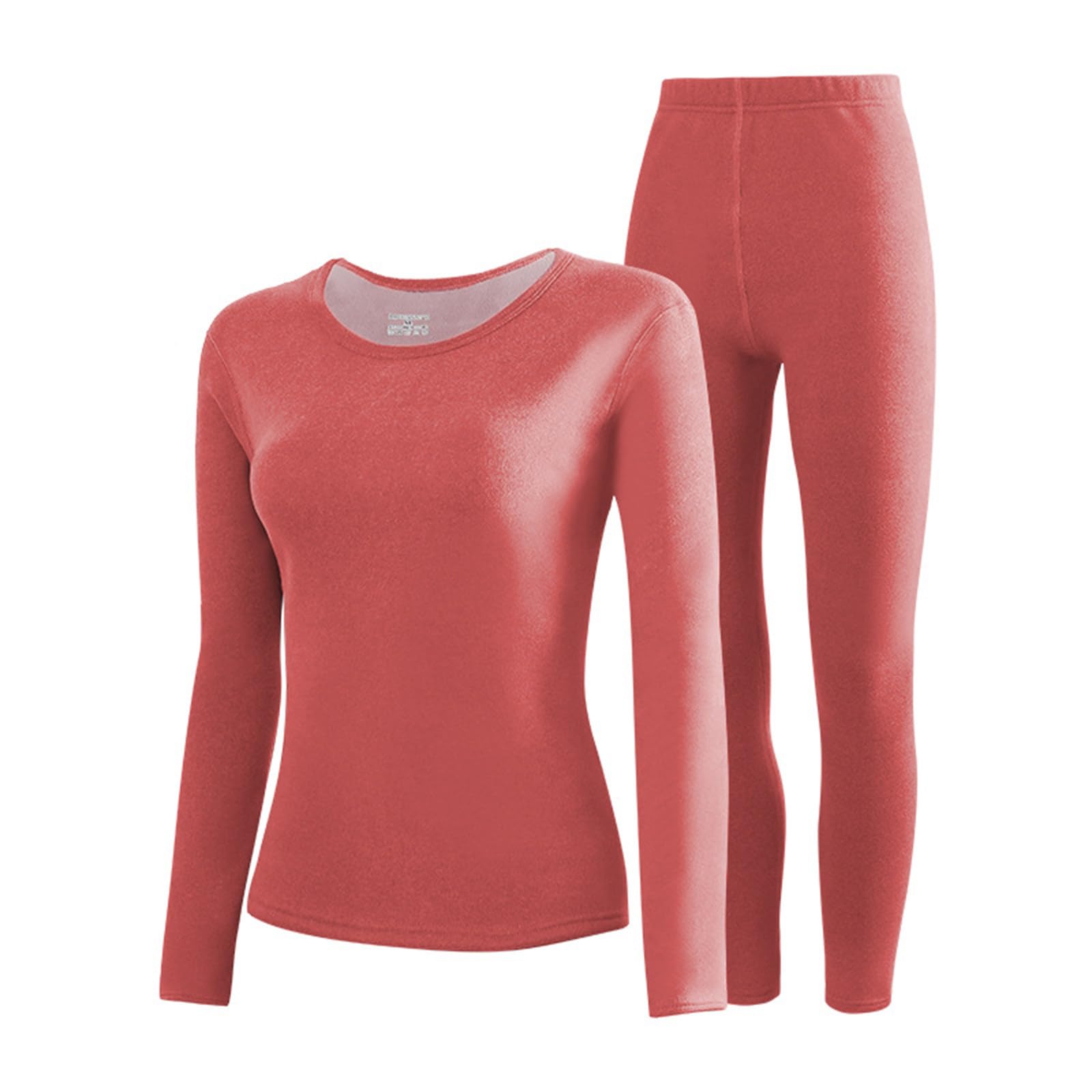 Damen-Thermounterwäsche für Herbst und Winter, weicher und bequemer, verdickter Damen-Thermoanzug,Red-XXL