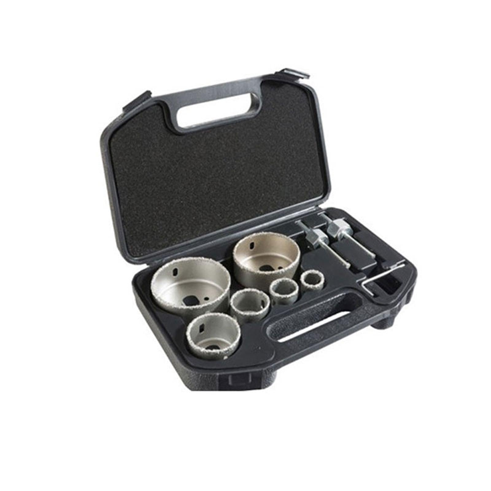 Juego de 9 sierras perforadoras con caja de almacenamiento, brocas de carburo de tungsteno, abridor de agujeros portátil para taladrar azulejos, cerámica, ladrillo, mármol, hormigón