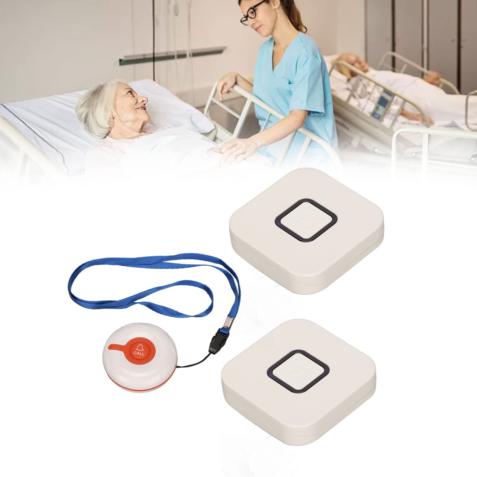 Cercapersone Caregiver Wireless, One Tow Two Ultra Long Distance Transmission Alta Penetrazione, Regolazione Del Volume a 4 Livelli e Selezione di 38 Brani per Chiamata Anziana(Unione Europea)