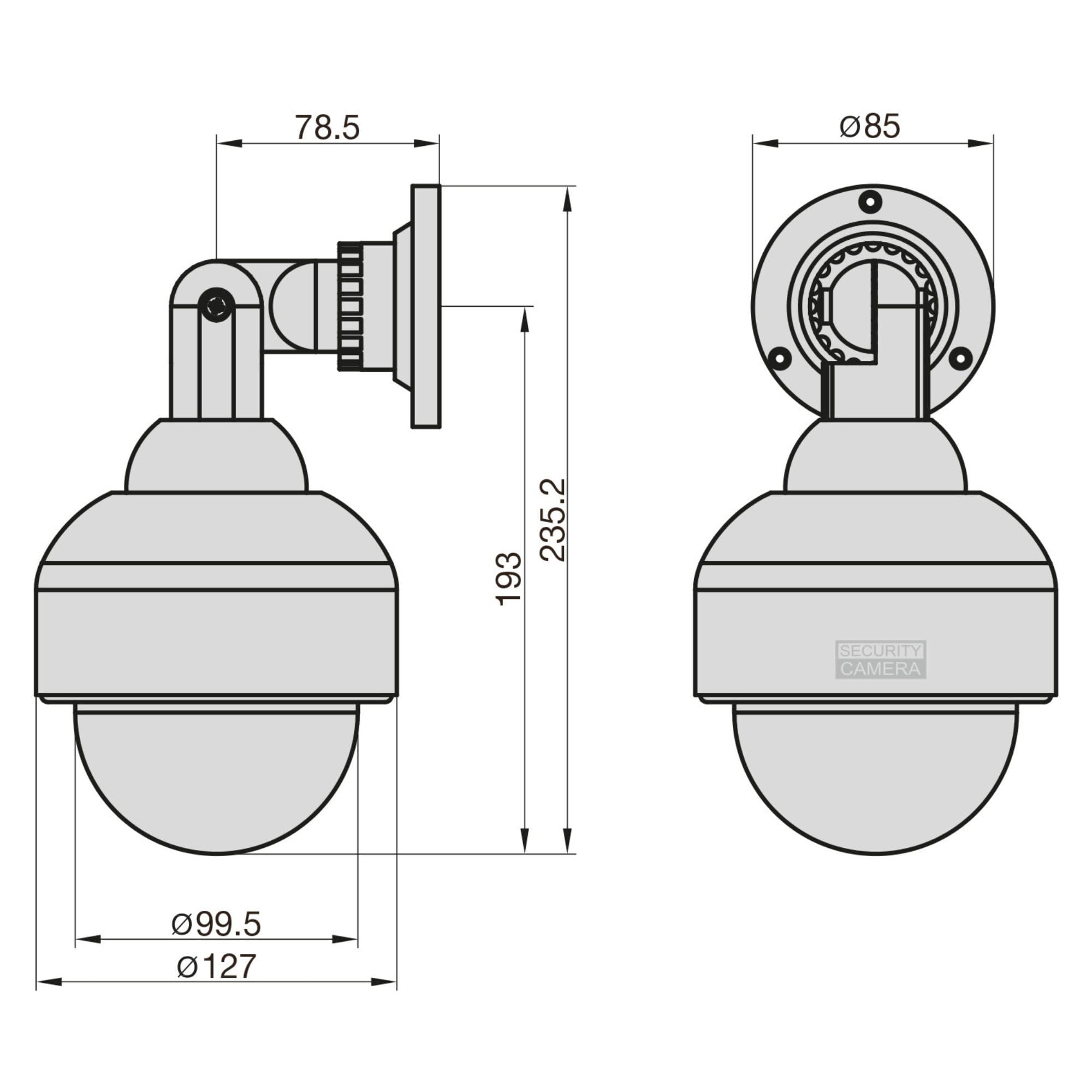 BASI | Set di 3 fotocamere Dome con luce LED lampeggiante | fotocamera Dummy | telecamera di sorveglianza per interni ed esterni protetti | supporto a 360 gradi | bianco | CCTV