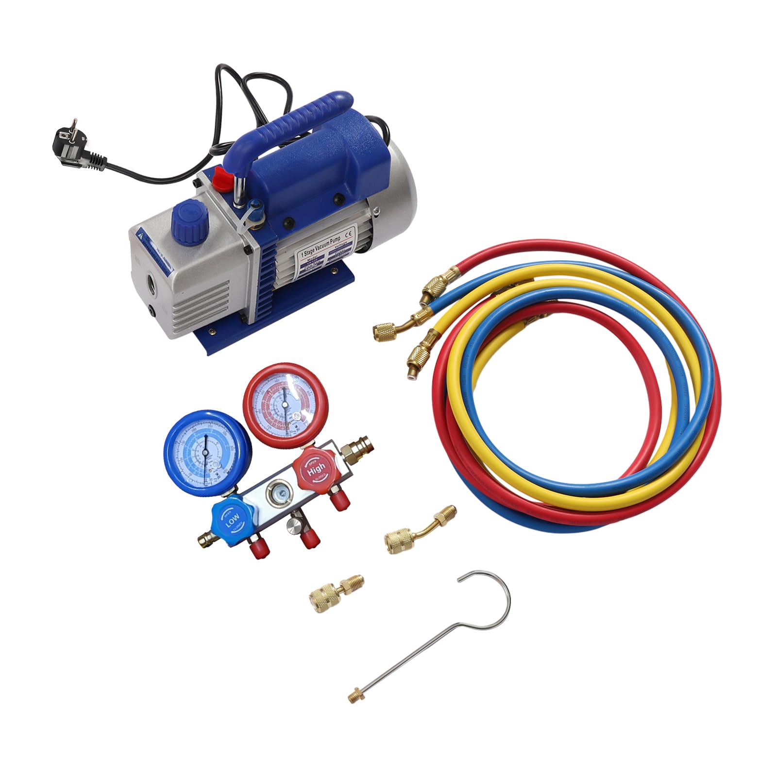 Bomba de vacío de 1/4 HP para aire acondicionado, 180 W, bomba de vacío, bomba de vacío de 5 kpa, capacidad del depósito de aceite, 200 ml, desplazamiento de aire libre (FAD) 1L/S 26 x 11 x 24 cm