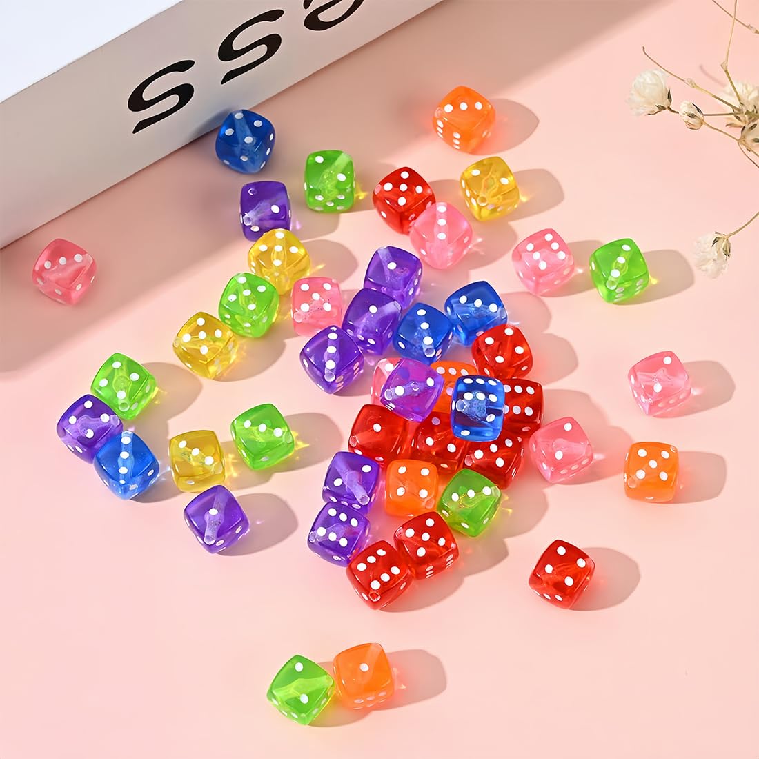 CATOR 40 Pezzi Dadi, 16mm Dadi Gioco, Dadi 6 Facce, dadi da gioco grandi, per Giochi da Tavolo, Insegnare i Matematici (8 Colori)